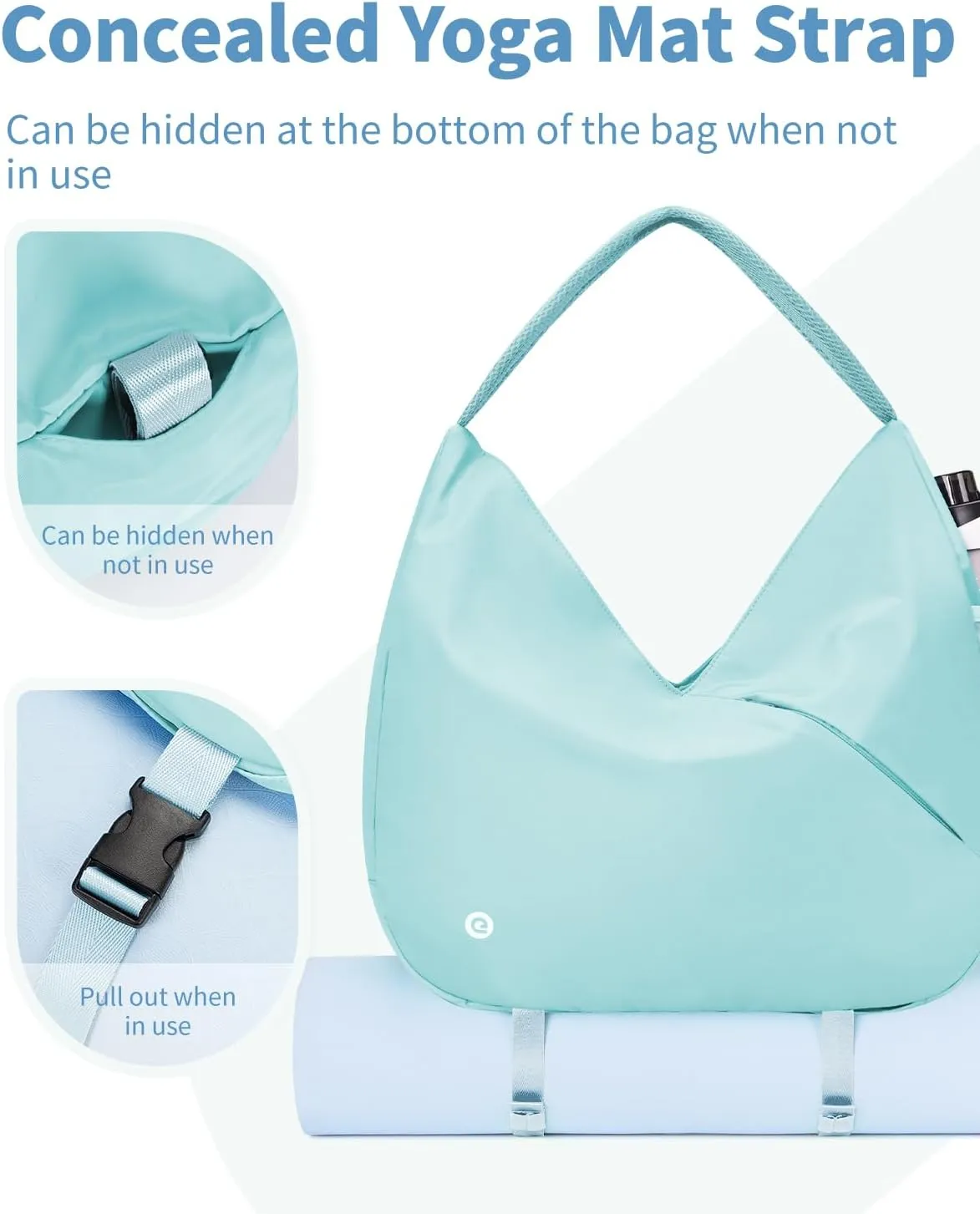 Ceneda Large Gym Bag for Women Sports Duffel Bag with Hidden Yoga Mat Holder & Shoe Compartment Workout Dance Tote Bag with Wet Pocket Overnight Weekender Bag for Travel Yoga (Mint Green)