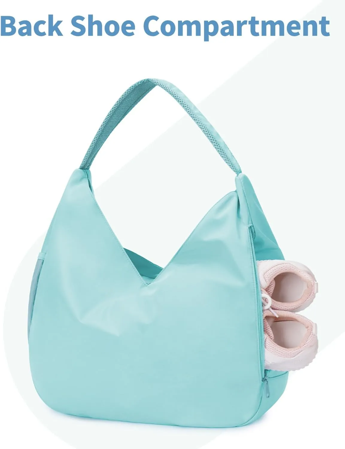 Ceneda Large Gym Bag for Women Sports Duffel Bag with Hidden Yoga Mat Holder & Shoe Compartment Workout Dance Tote Bag with Wet Pocket Overnight Weekender Bag for Travel Yoga (Mint Green)