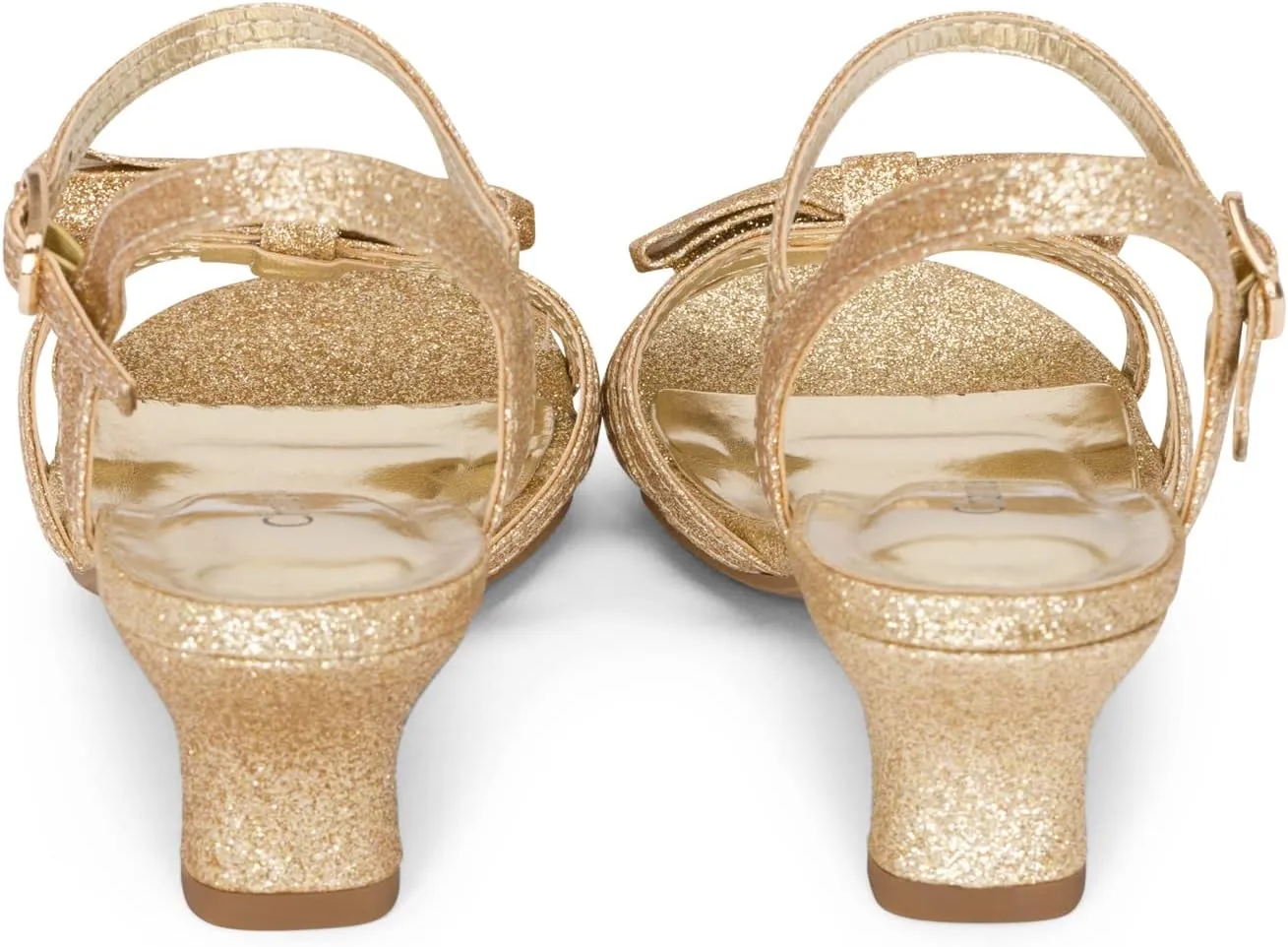 Chariot & Co - Time-IIS - Girls/Kids/Childrens Open Toe Bow Ankle Sling Back Glitter 2" Kitten Block Heel Sandal Pumps