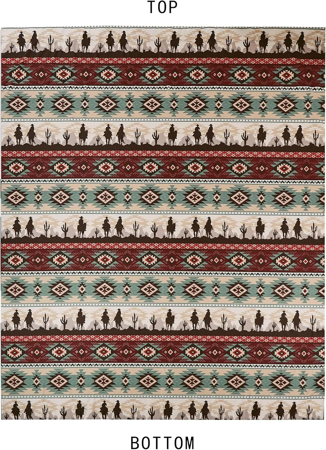 Chezmoi Collection 4-Piece Southwestern Cowboys Aztec Sheet Set Full - Multicolor Teal Brown Beige Tan Red Printed Brushed Microfiber Lightweight Breathable Deep Pocket Bed Sheets