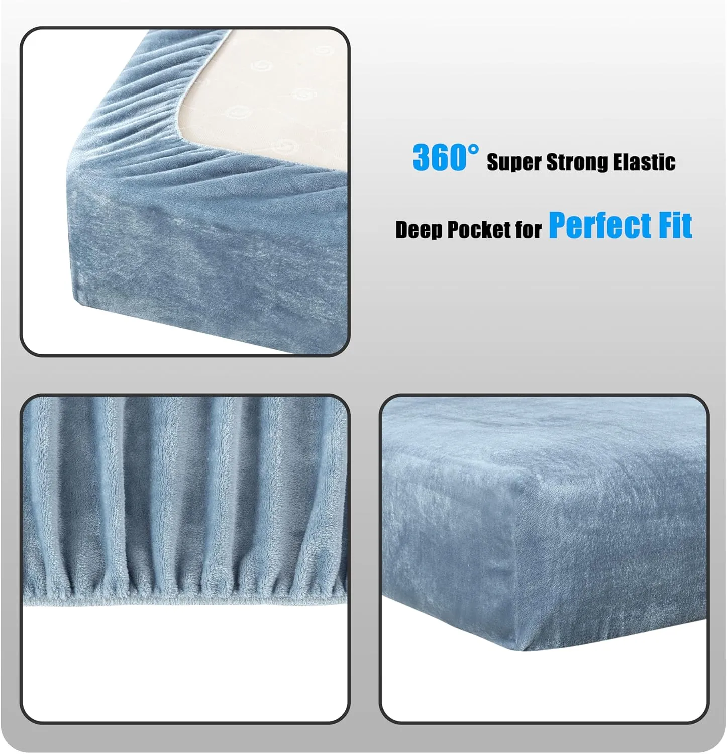Chezmoi Collection Extra Soft Fleece Sheet Set California King, Microplush Non-Pilling Velvety Bed Sheet, Deep Pocket - Lightweight All Season Warmth, California King, Cool Blue