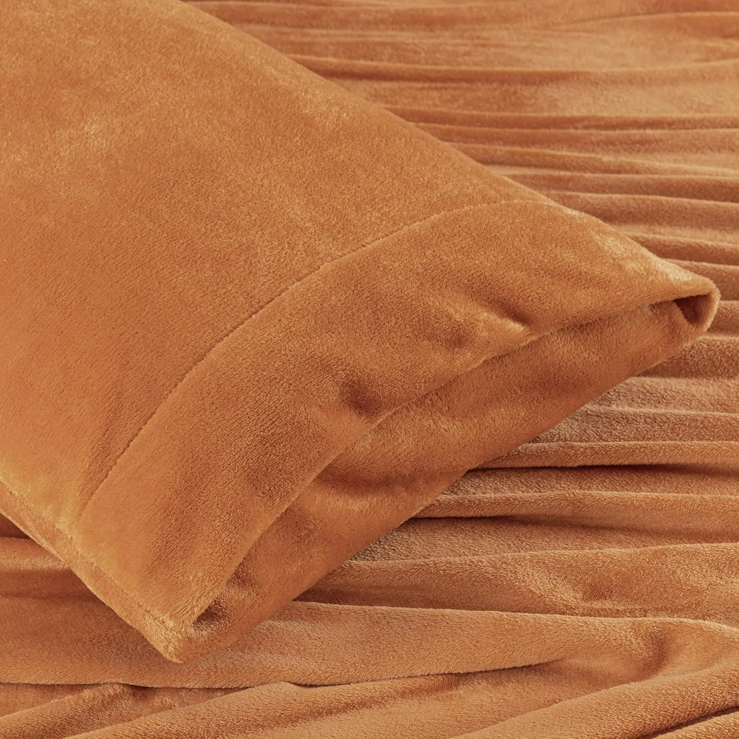 Chezmoi Collection Extra Soft Fleece Sheet Set California King, Microplush Non-Pilling Velvety Bed Sheet, Deep Pocket - Lightweight All Season Warmth, California King, Marigold