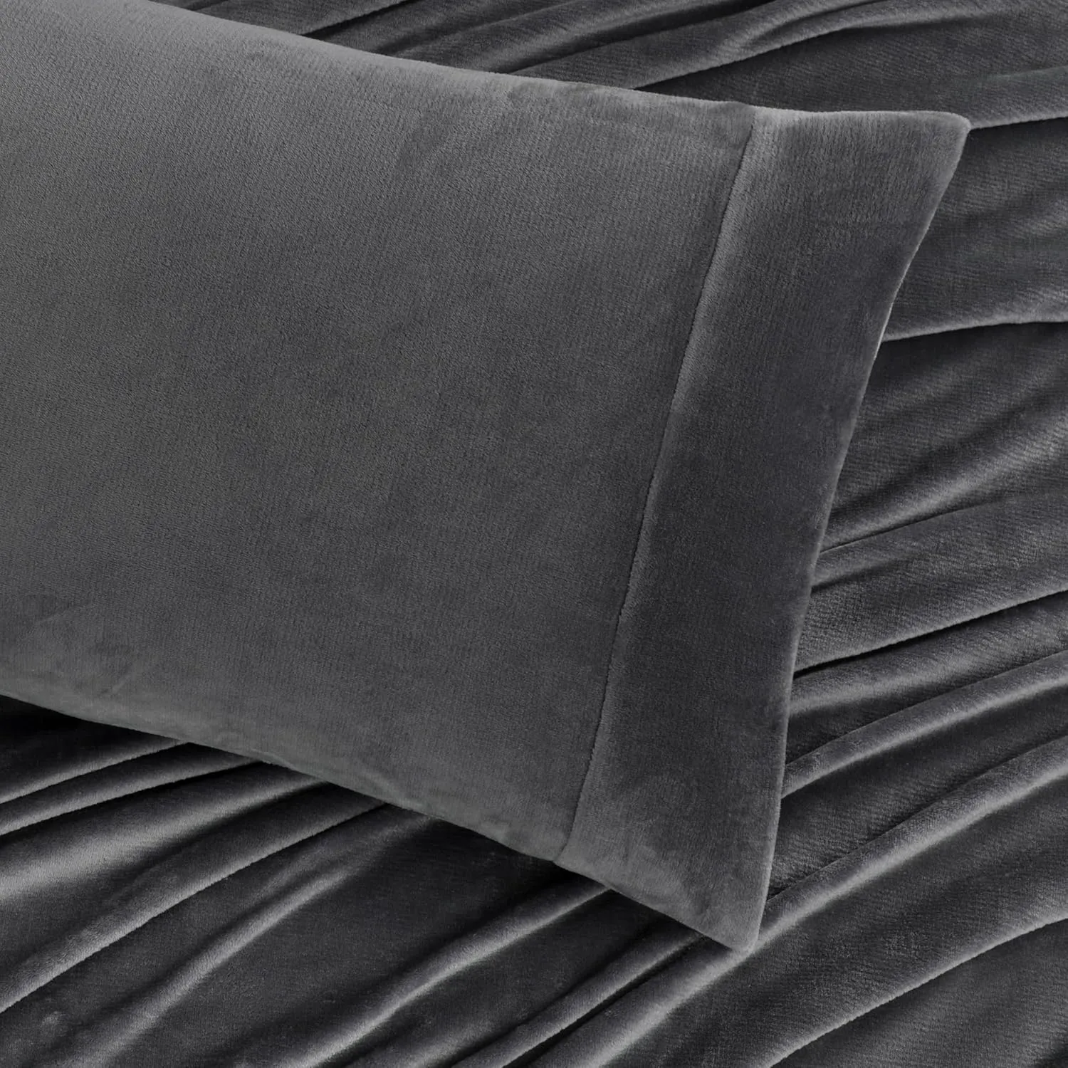 Chezmoi Collection Extra Soft Fleece Sheet Set Queen, Microplush Non-Pilling Velvety Bed Sheet, Deep Pocket - Lightweight All Season Warmth, Queen, Gray