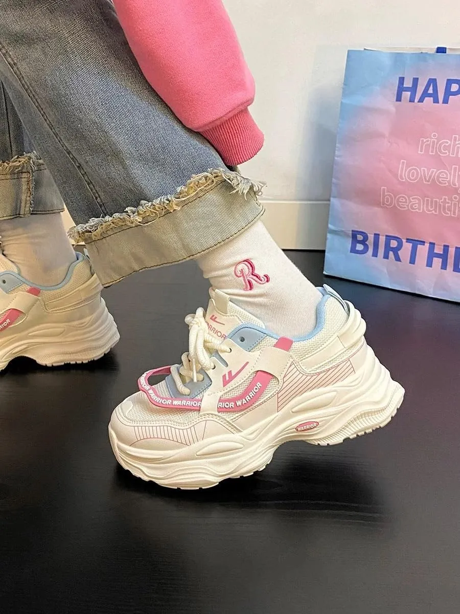 Chunky Sneakers for Women, Mesh Campus Style Platform Shoes, Aesthetic Shoe for Summer&Autumn