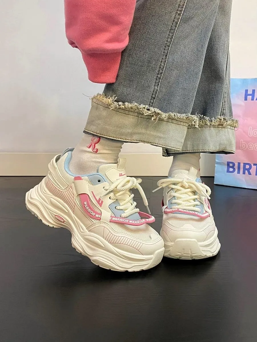 Chunky Sneakers for Women, Mesh Campus Style Platform Shoes, Aesthetic Shoe for Summer&Autumn
