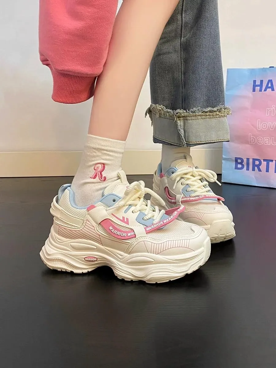 Chunky Sneakers for Women, Mesh Campus Style Platform Shoes, Aesthetic Shoe for Summer&Autumn