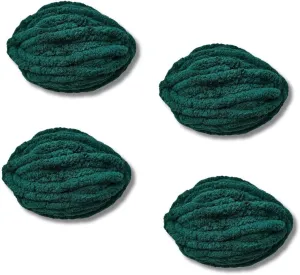 Chunky Yarn No7 Thick Yarn, 250 Grams 32 Yards (Dark Green, Pack of 4)