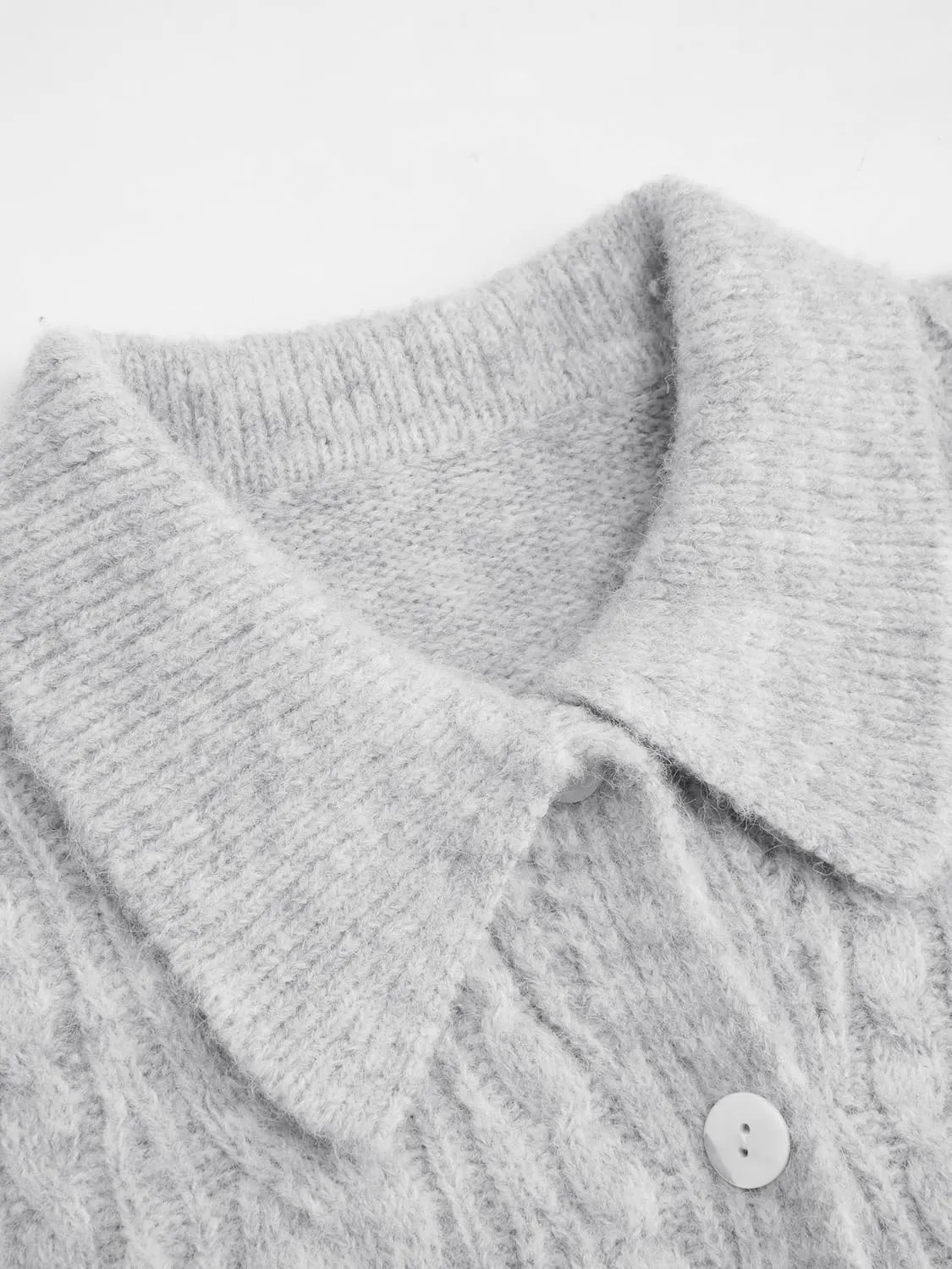 CIDER Cardigan Sweater for Women Collared Button Down Chunky Wool-Blend Crop Cute Knitted Tops