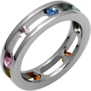 Cielo 5mm Wide Comfort fit Colored Sapphire Titanium Eternity Wedding Band (4.75)
