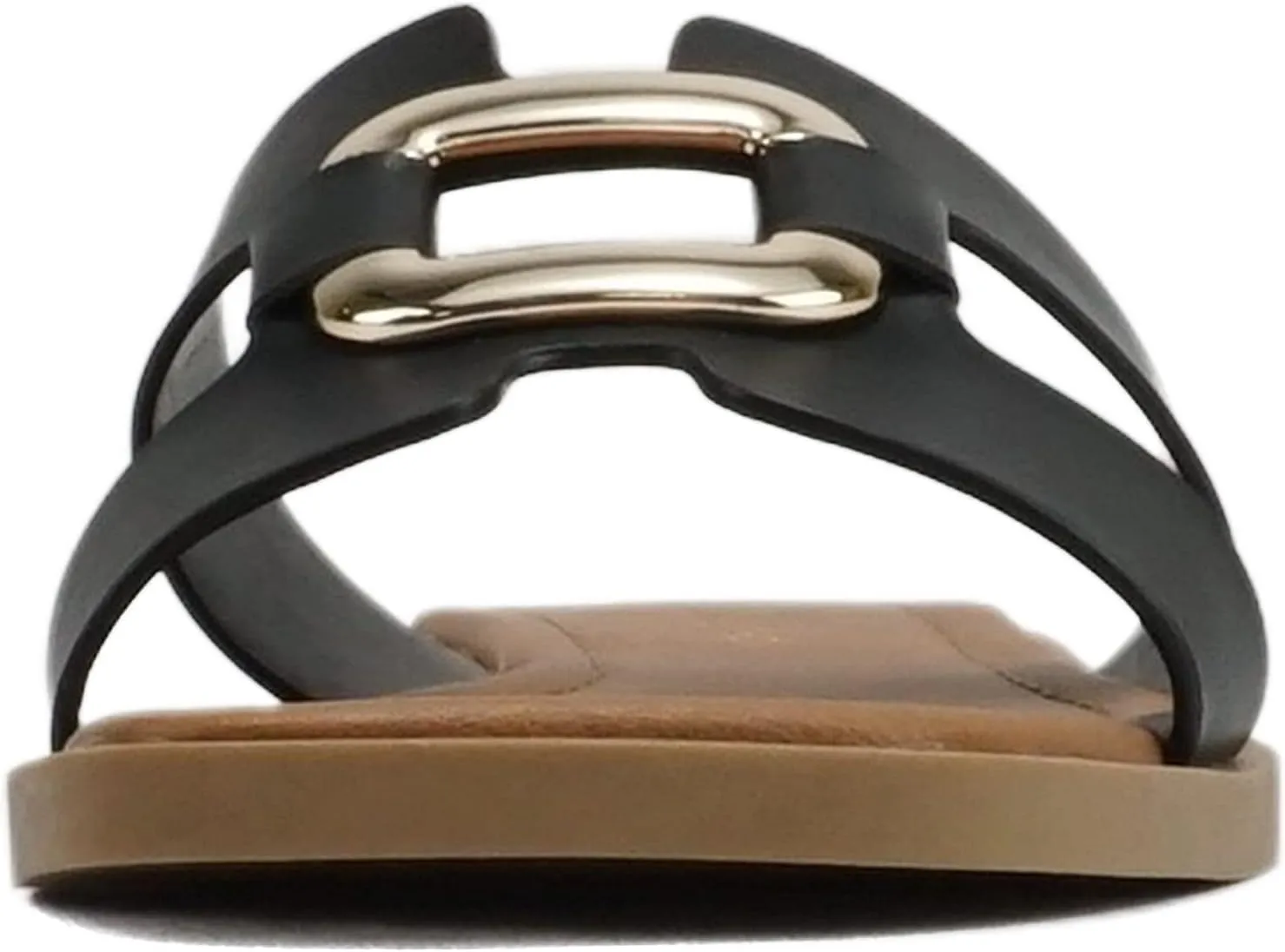 CITYCLASSIFIED “FENG” ~ Women Square Toe H-Band Buckle Slip-On Fashion Slide Sandal