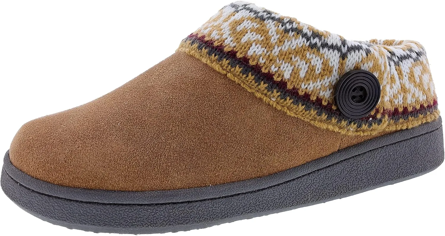 Clarks Amanda Cognac Fur Lining Details Flat Indoor Outdoor Clog Spring Slippers (Cognac Pattern, 8)