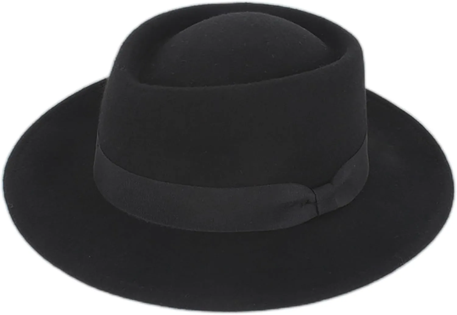 Classic Flat Top Fedora for Women - Mens Bowknot Porkpie Felt Boater Hat (Size: S-M)