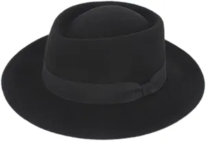 Classic Flat Top Fedora for Women - Mens Bowknot Porkpie Felt Boater Hat (Size: S-M)