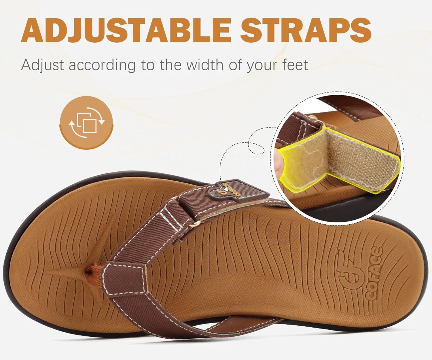 COFACE Flip Flops for Women with Arch Support Beach Thong Sandals for Woman Adjustable Fashion Orthopedic Sandal Outdoor