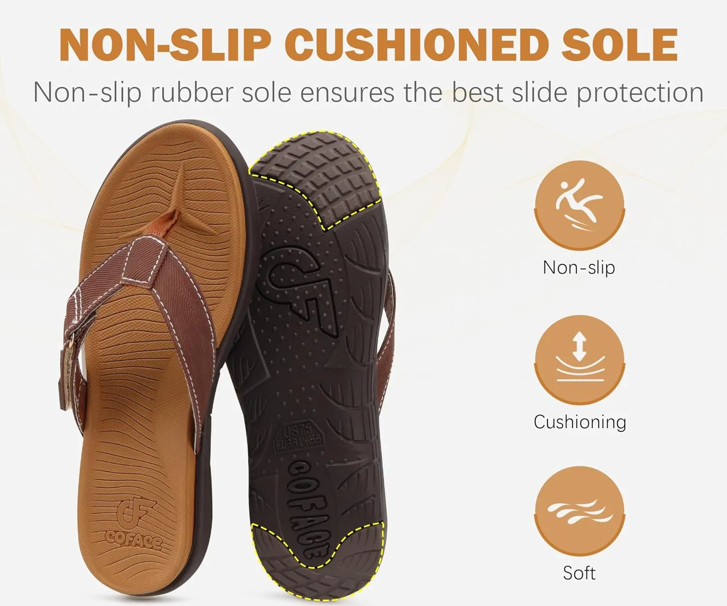 COFACE Flip Flops for Women with Arch Support Beach Thong Sandals for Woman Adjustable Fashion Orthopedic Sandal Outdoor
