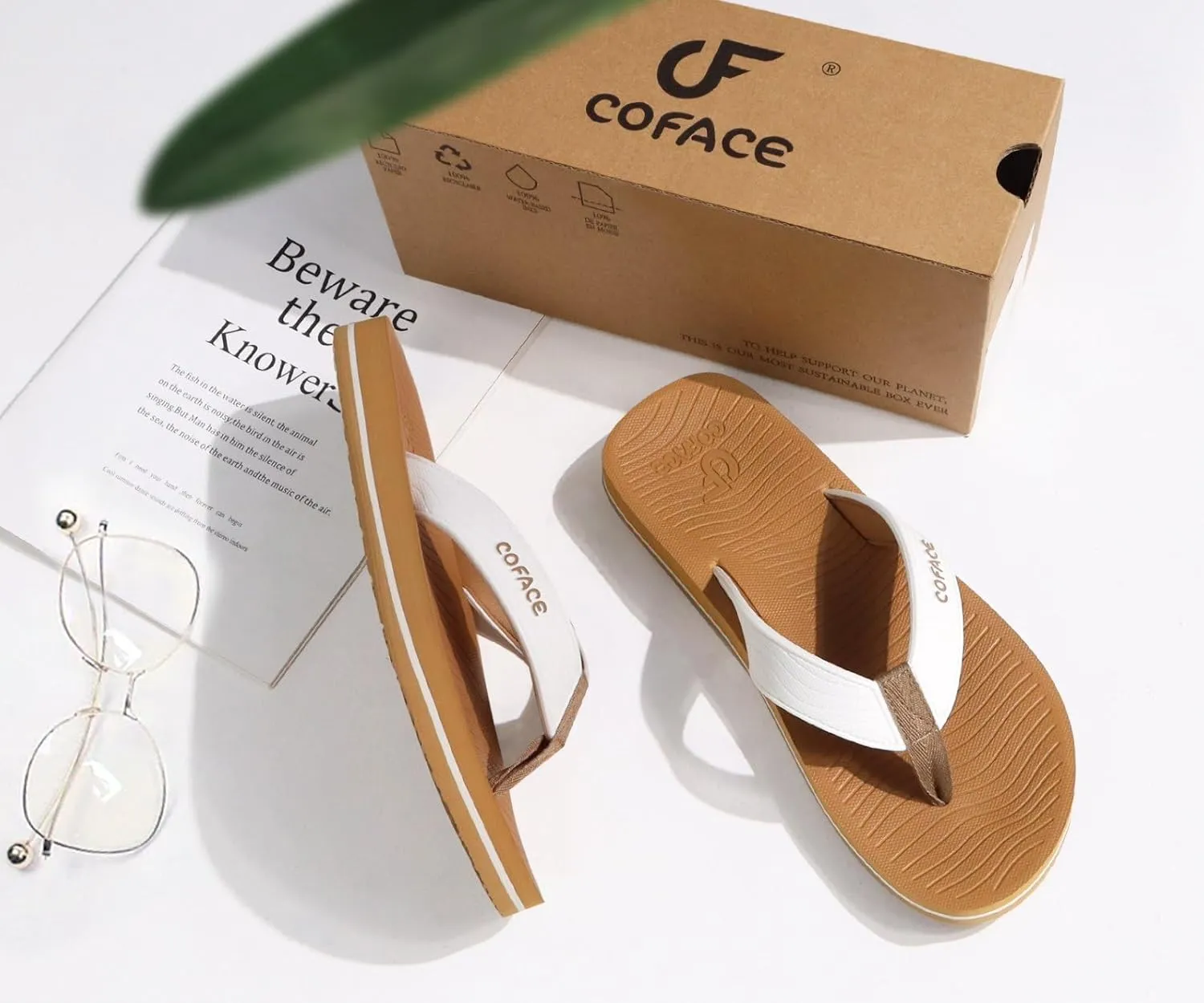 COFACE Men's Flip Flops Comfortable Yoga Mat Cushion Thong Sandals with Arch Support Casual Summer Beach Slides For Man, Size 7~15