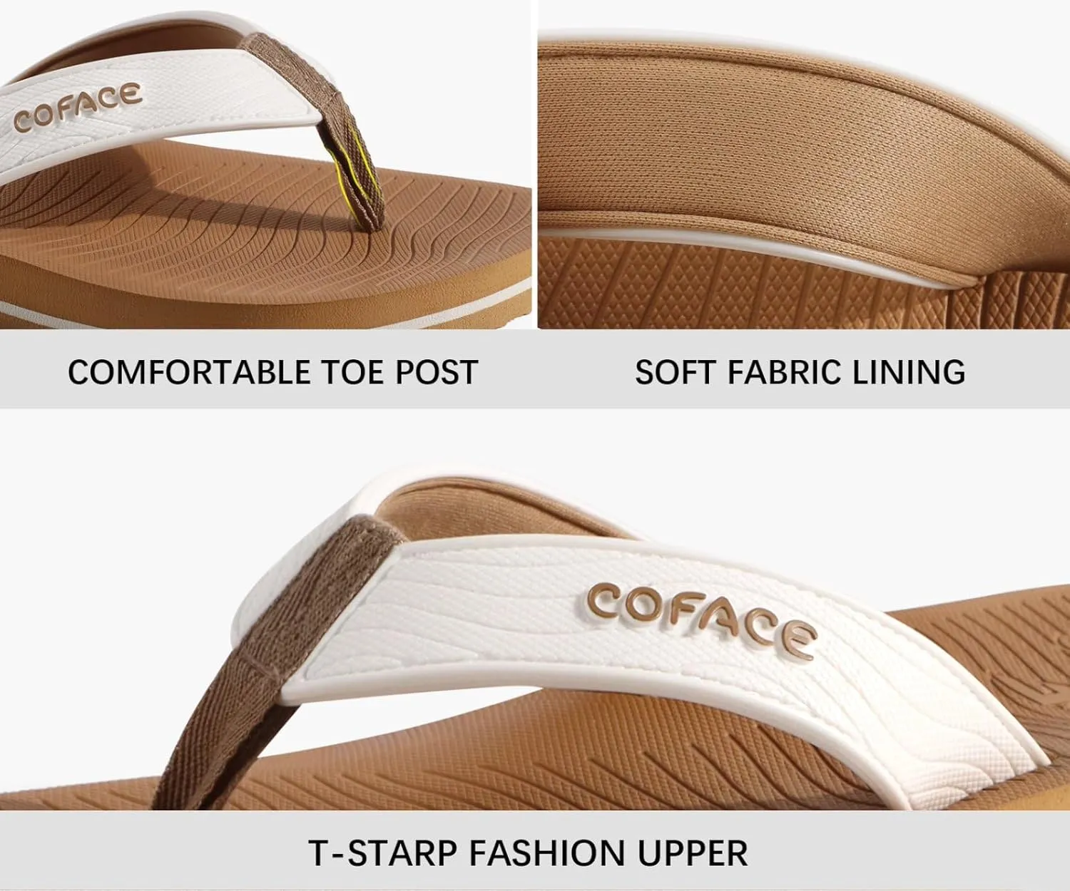 COFACE Men's Flip Flops Comfortable Yoga Mat Cushion Thong Sandals with Arch Support Casual Summer Beach Slides For Man, Size 7~15