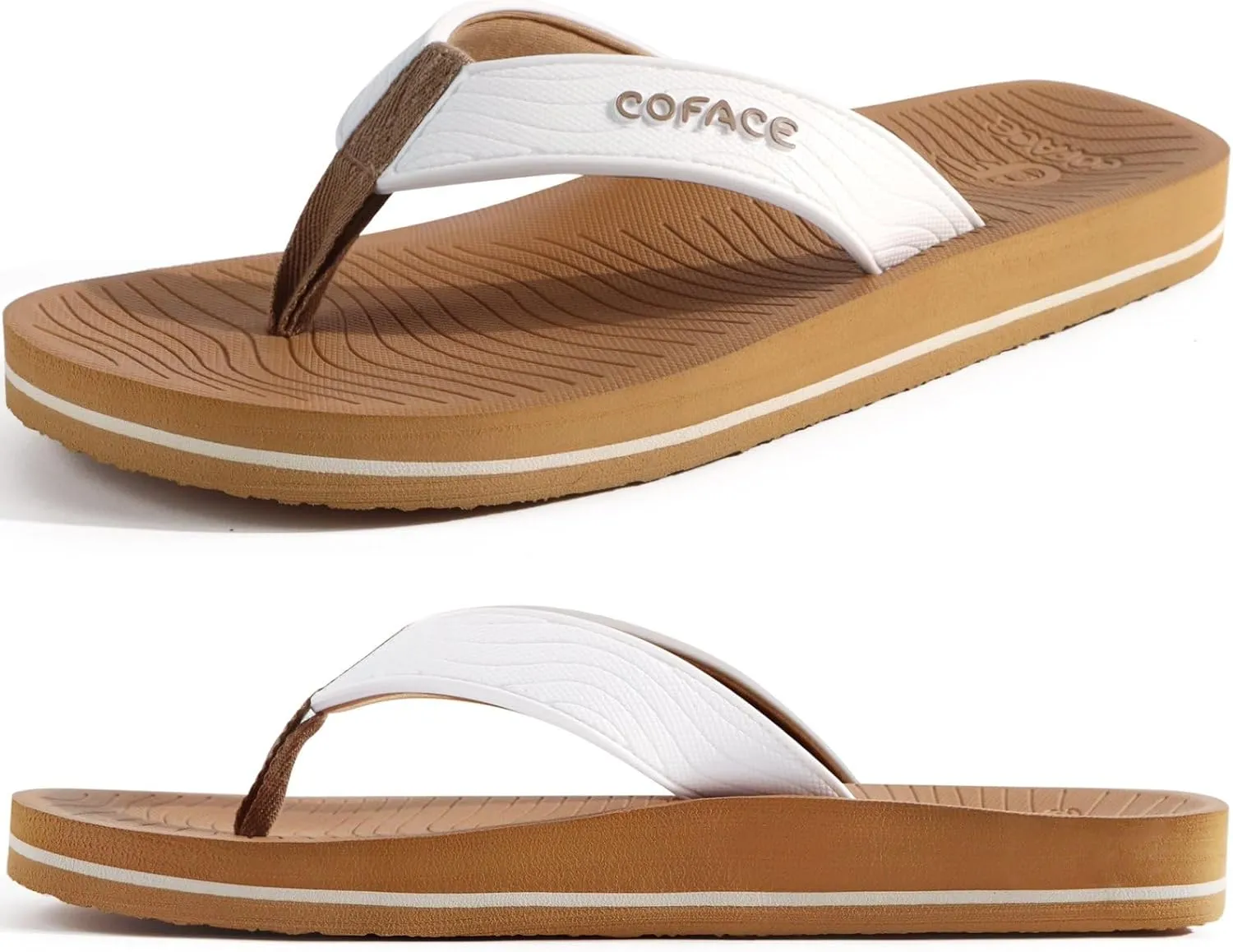 COFACE Men's Flip Flops Comfortable Yoga Mat Cushion Thong Sandals with Arch Support Casual Summer Beach Slides For Man, Size 7~15
