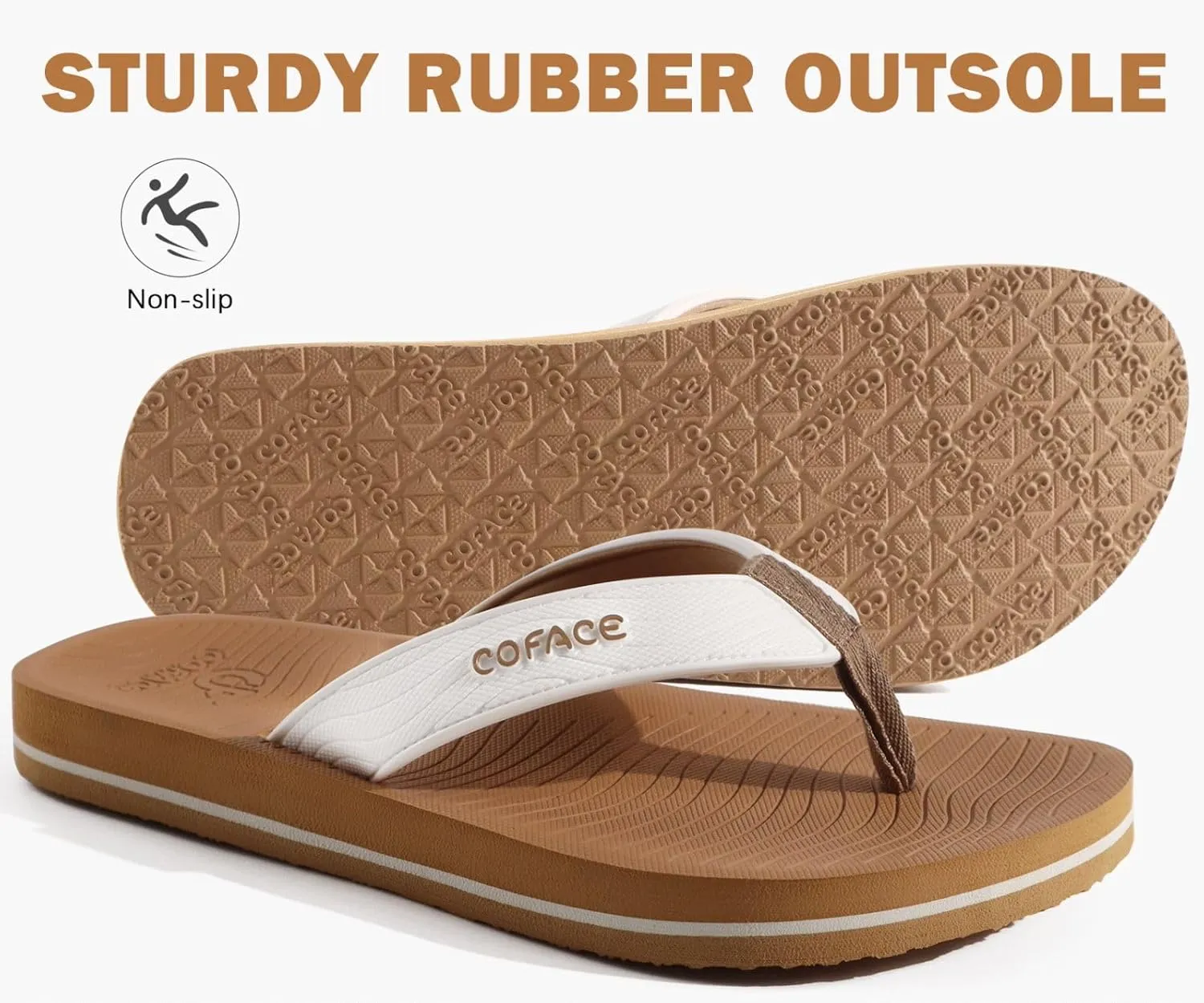 COFACE Men's Flip Flops Comfortable Yoga Mat Cushion Thong Sandals with Arch Support Casual Summer Beach Slides For Man, Size 7~15