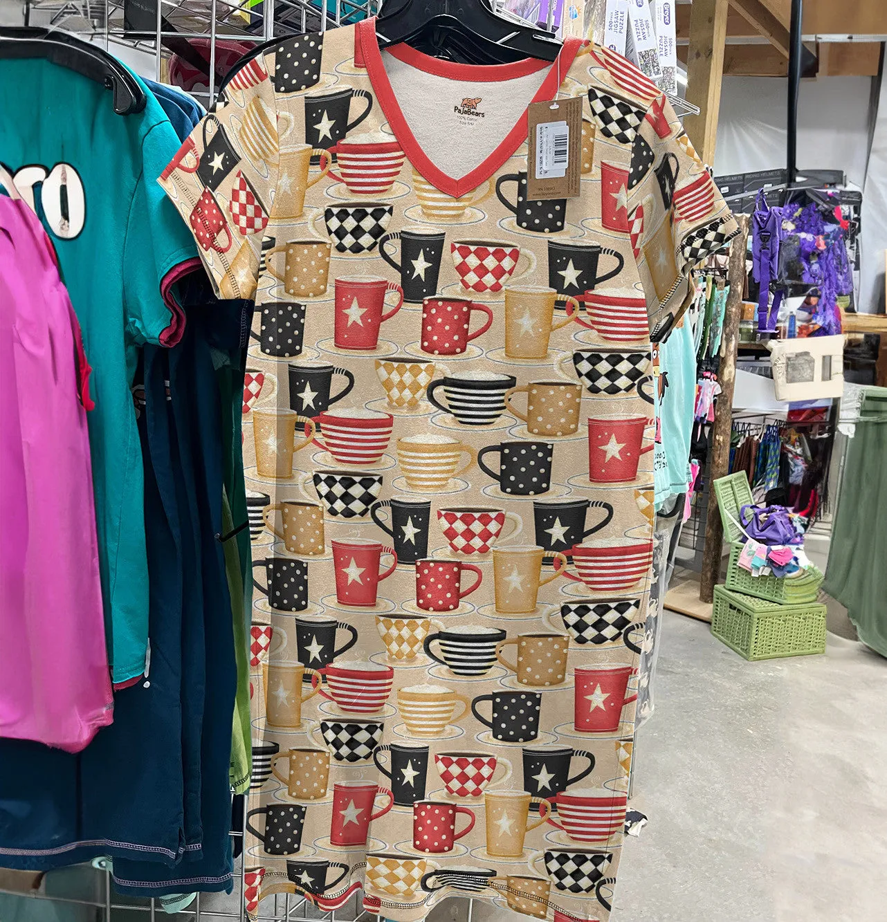 Coffee Shineful V-neck Cozy Cups Nightshirts