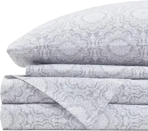 Comfort Spaces 100% Cotton Sheets King, Breathable, Naturally Cool Cotton Sheets, Soft Cotton Bed Sheets with 14" Elastic Pocket Fits up to 16" Mattress, All Seasons Sheet Set, Adelia Gray 4 Piece