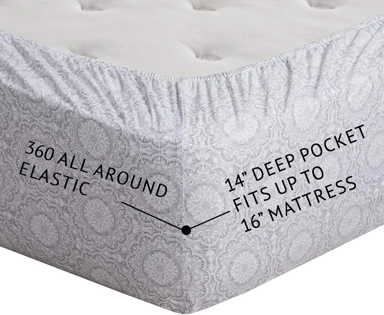 Comfort Spaces 100% Cotton Sheets King, Breathable, Naturally Cool Cotton Sheets, Soft Cotton Bed Sheets with 14" Elastic Pocket Fits up to 16" Mattress, All Seasons Sheet Set, Adelia Gray 4 Piece