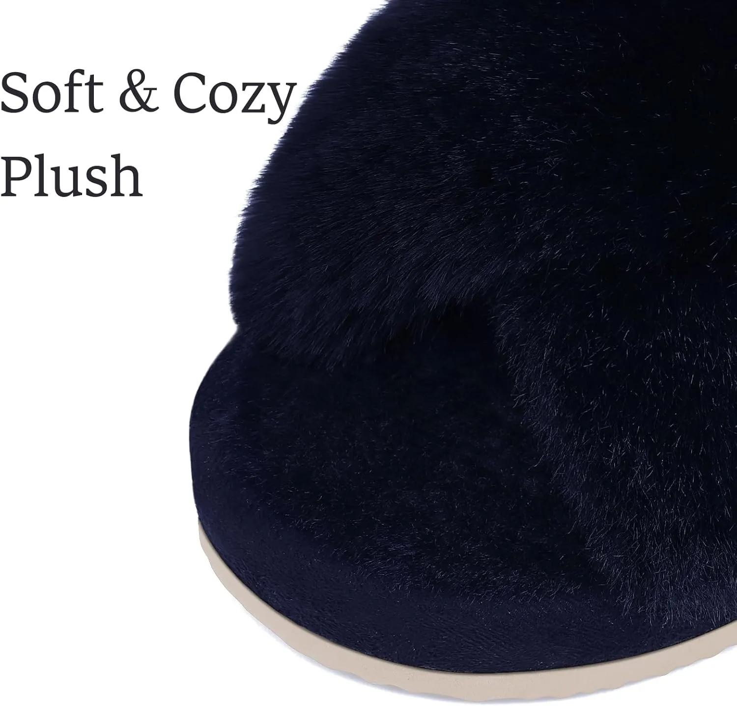 Comwarm Women's Cross Band Fuzzy Slippers Fluffy Open Toe House Slippers Cozy Plush Bedroom Shoes Indoor Outdoor