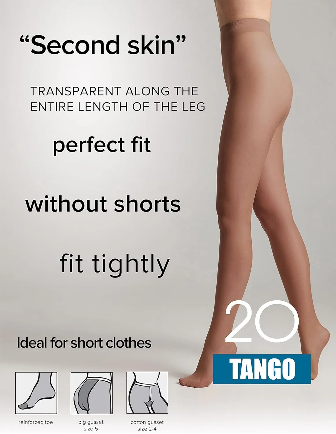 Conte Tights Sheer to Waist Pantyhose with Satin Silky Touch Effect, Tango 20 Den
