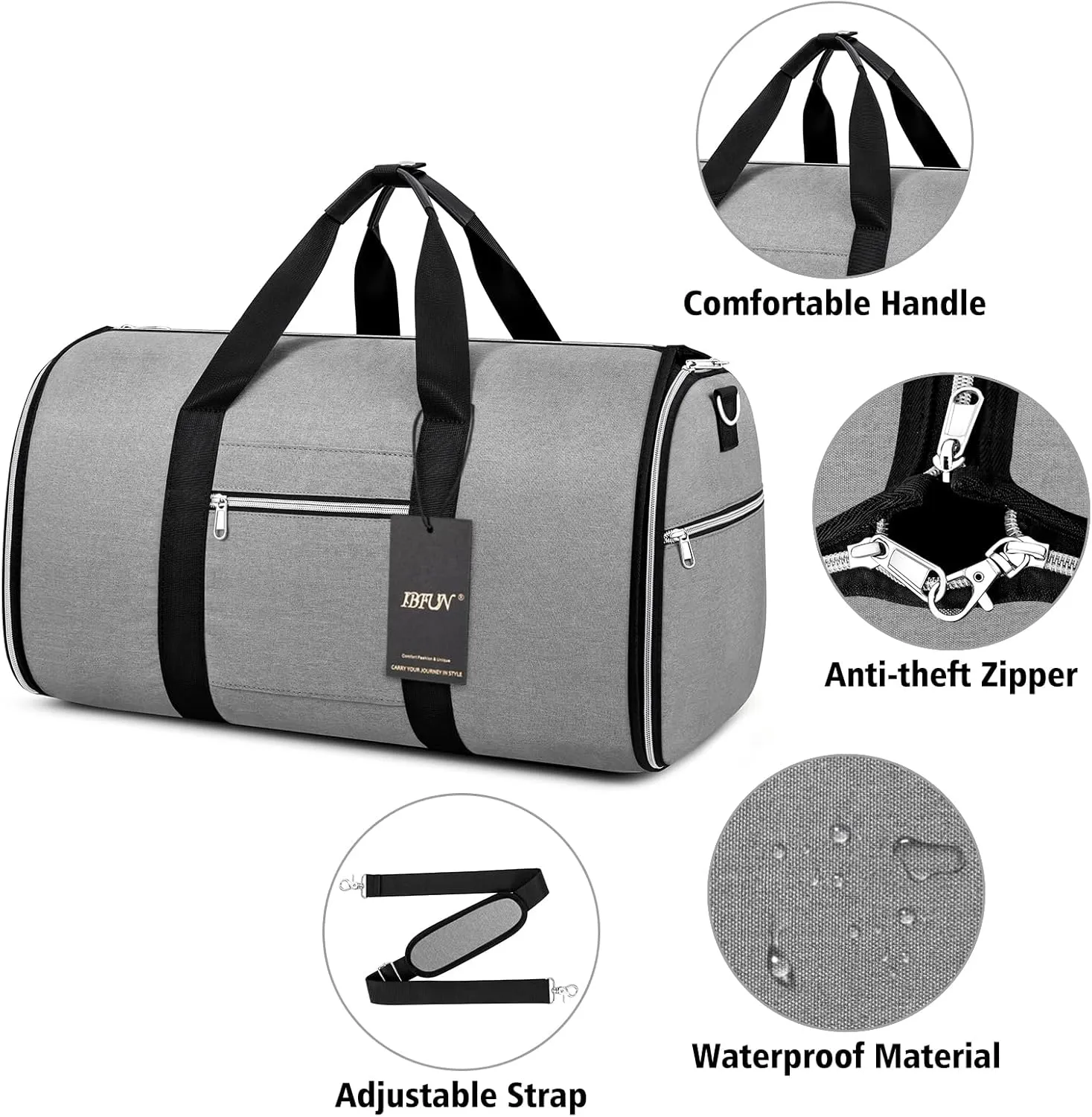 Convertible Garment Duffel Bags for Travel - Carry on Garment Bag with Toiletry Bag Shoe Pouches Travel Duffel Bag 2 in 1 Hanging Suit Bag Large Weekender Bag for Men Women