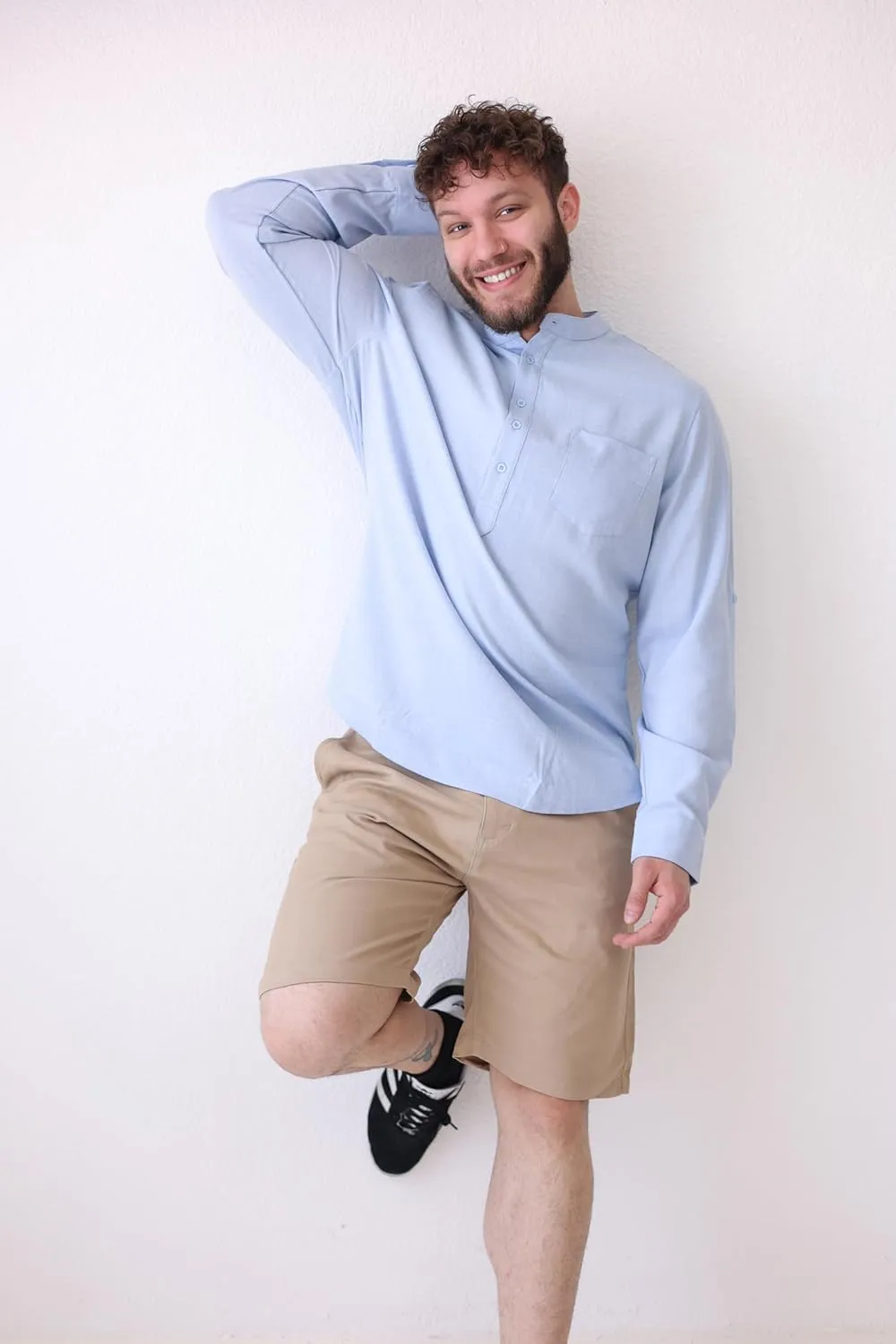 COOFANDY Mens Casual Shorts Cotton Flat Front Shorts Chino Drawstring Shorts with Pocket