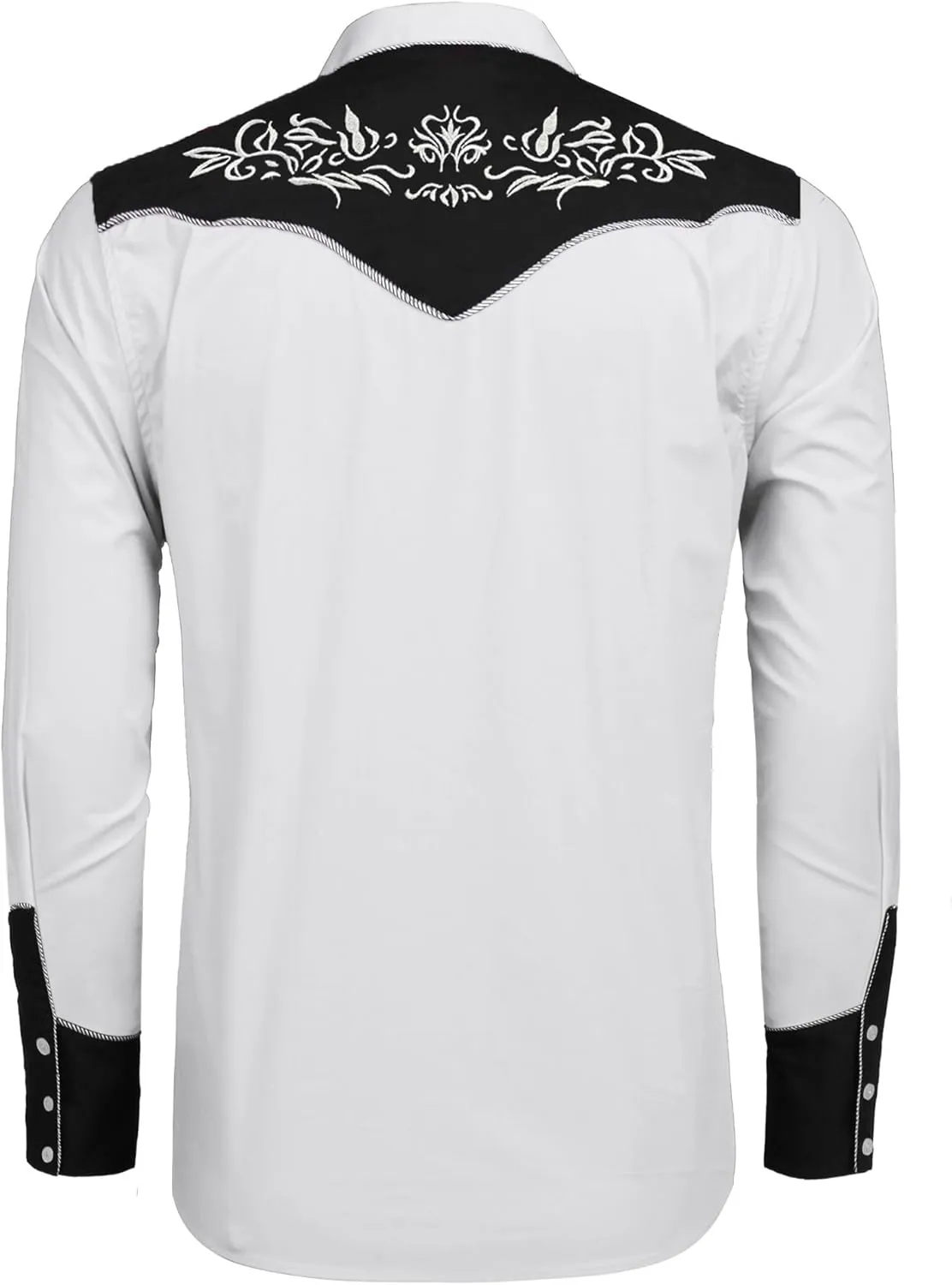 COOFANDY Men's Western Cowboy Shirt Long Sleeve Slim Fit Rose Embroidered Cotton Casual Button Down Shirts