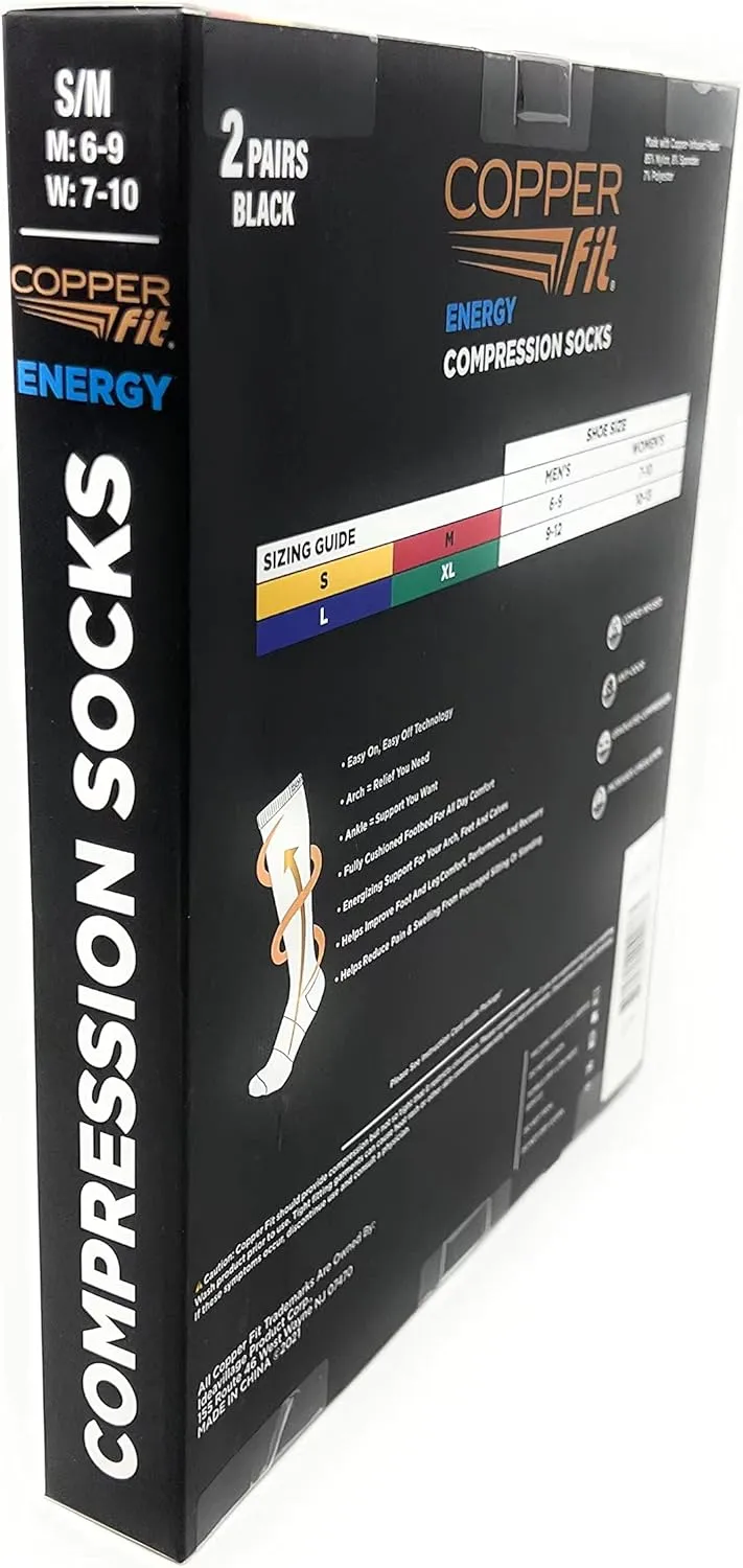 Copper Fit Unisex Compression Sock, Choose Size and Quantity