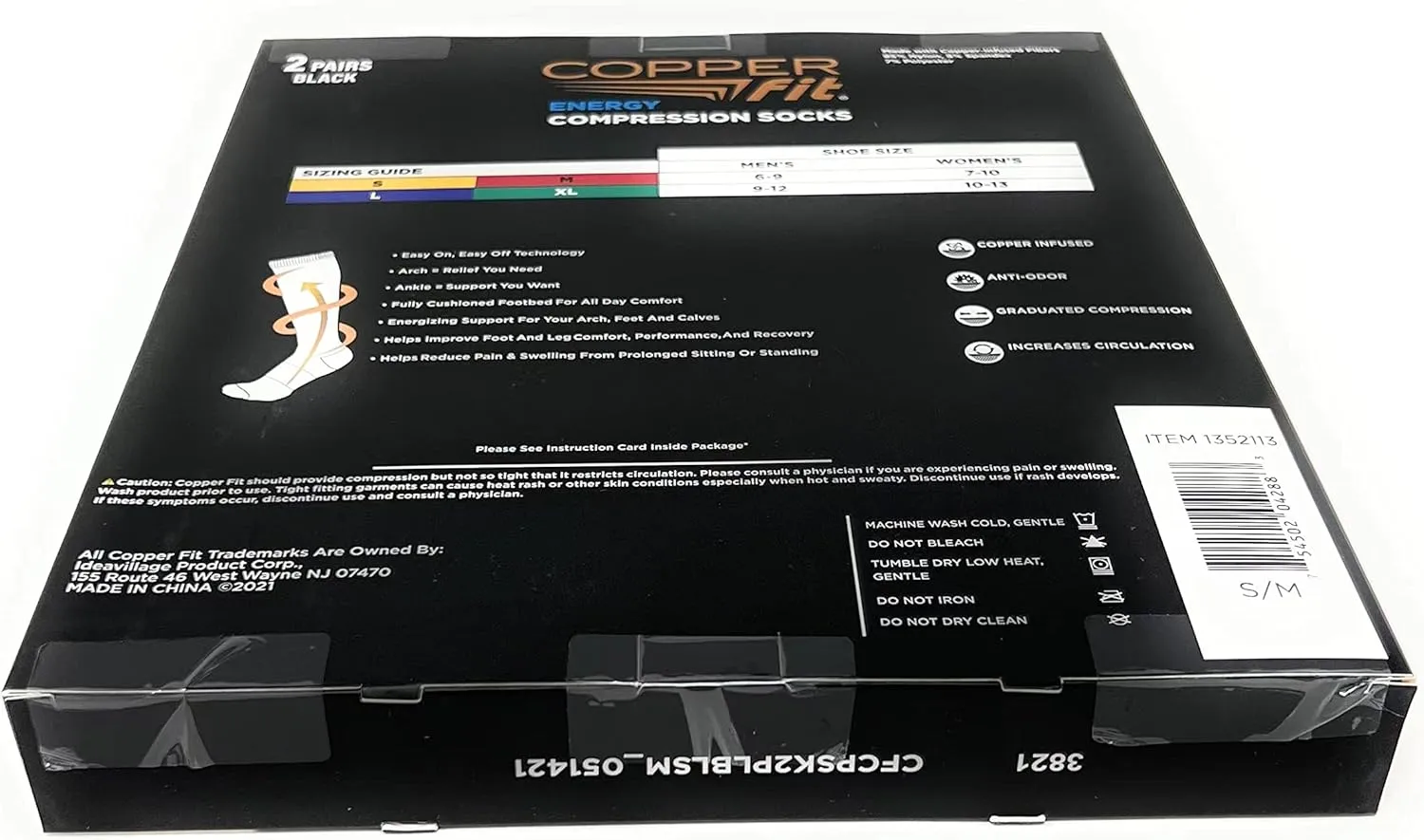 Copper Fit Unisex Compression Sock, Choose Size and Quantity