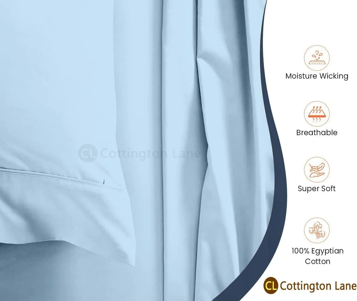 Cottington Lane Cot Size 30 x 75 Sheet Set, Hotel Quality 100% Cotton 4 Piece Bunk Bed Sheets, Perfect for Narrow Twin, Camp Bunk,Trifold Mattress, Guest Bed Replacement, Light Blue Solid
