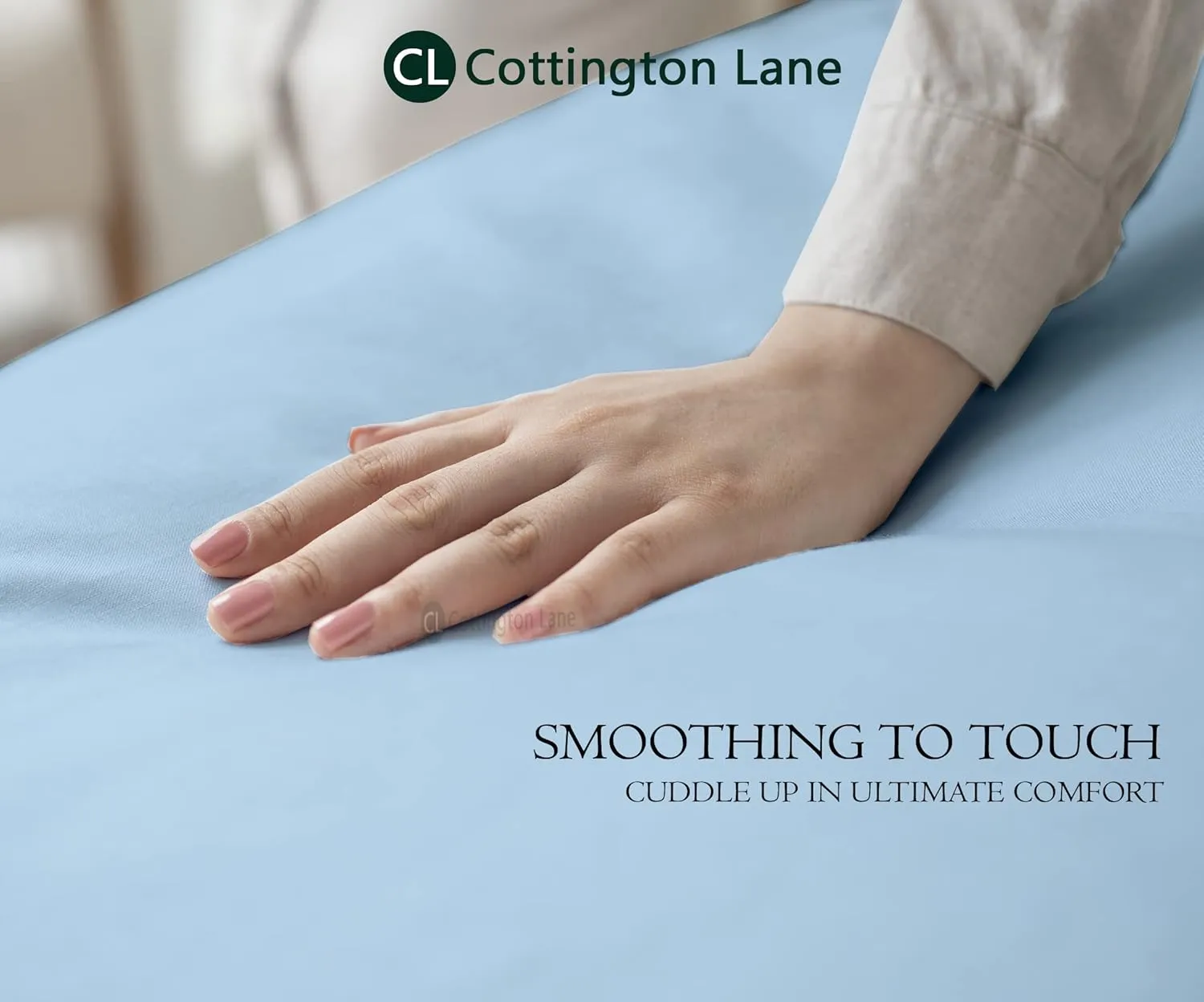 Cottington Lane Cot Size 30 x 75 Sheet Set, Hotel Quality 100% Cotton 4 Piece Bunk Bed Sheets, Perfect for Narrow Twin, Camp Bunk,Trifold Mattress, Guest Bed Replacement, Light Blue Solid