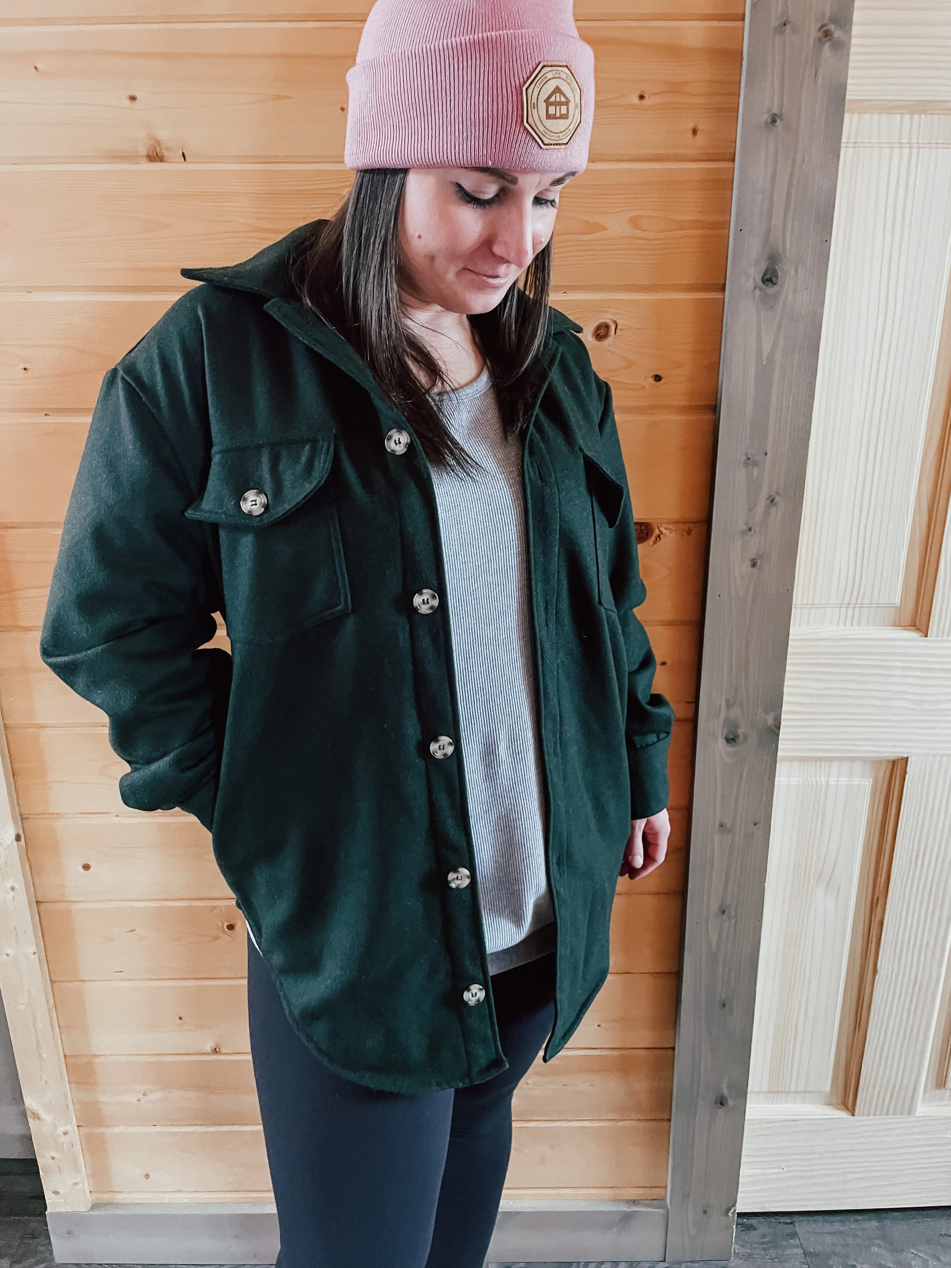 Cozy Cabin Shacket - Green