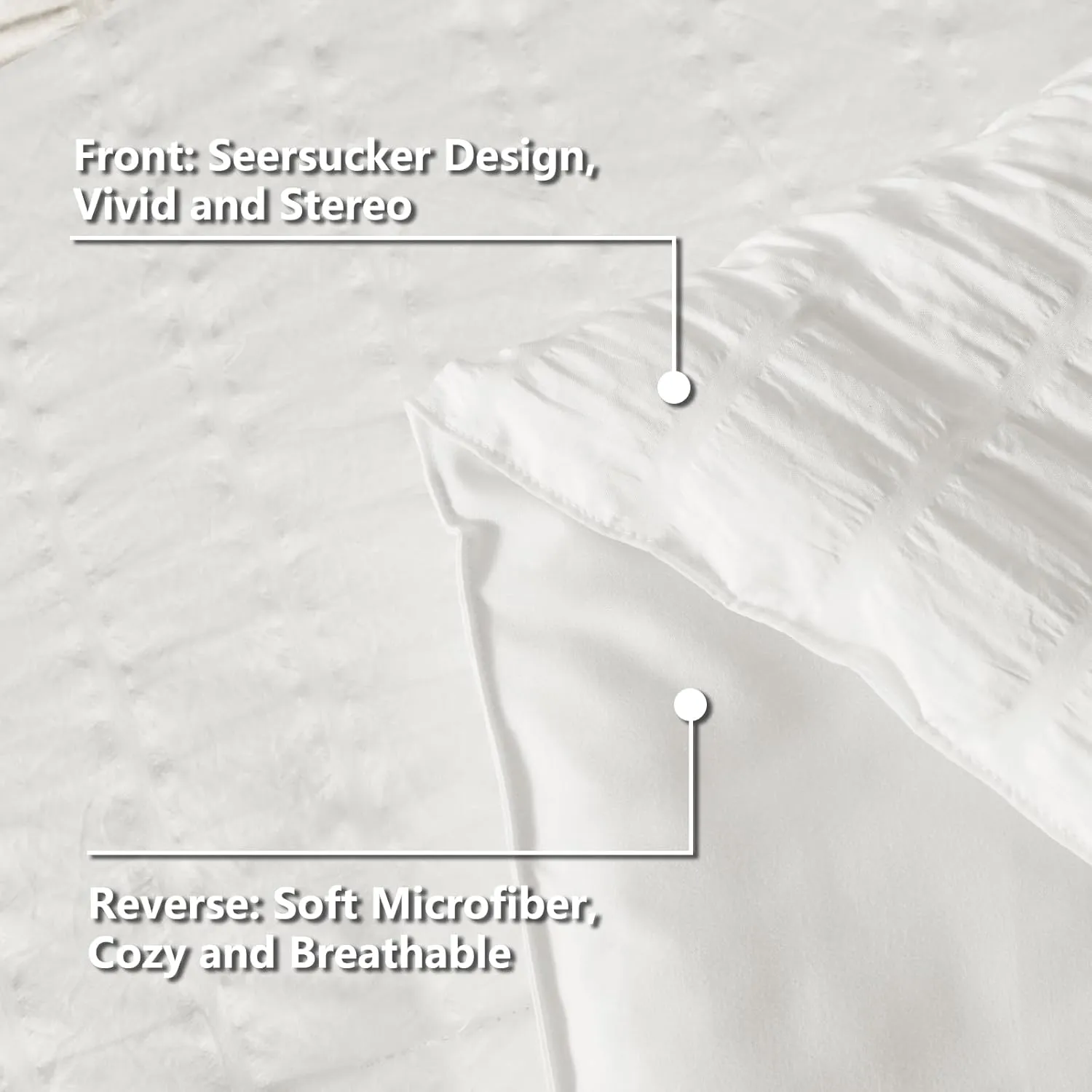 CozyLux Queen Comforter Set White Seersucker 7 Pieces Bed in a Bag Queen Comforter Set with Sheets, Luxury Soft Bedding Set with Down Alternative Comforter, Sheets, Pillowcases & Shams for All Seasons