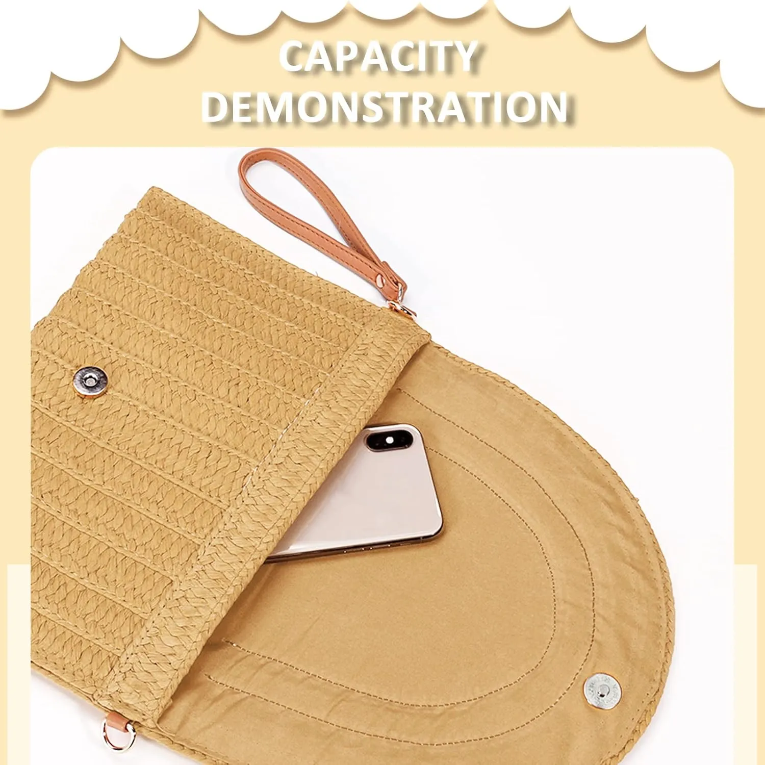 Crossbody Bags for Women, Straw Clutch Purses, Bohemian Handmade Woven Envelope Package, Tassel Handbags for Women