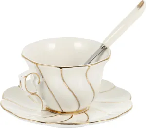 Cup Saucer Set 1 Set Ceramic Tea Cup Elegant Style Hot Beverages Breakfast