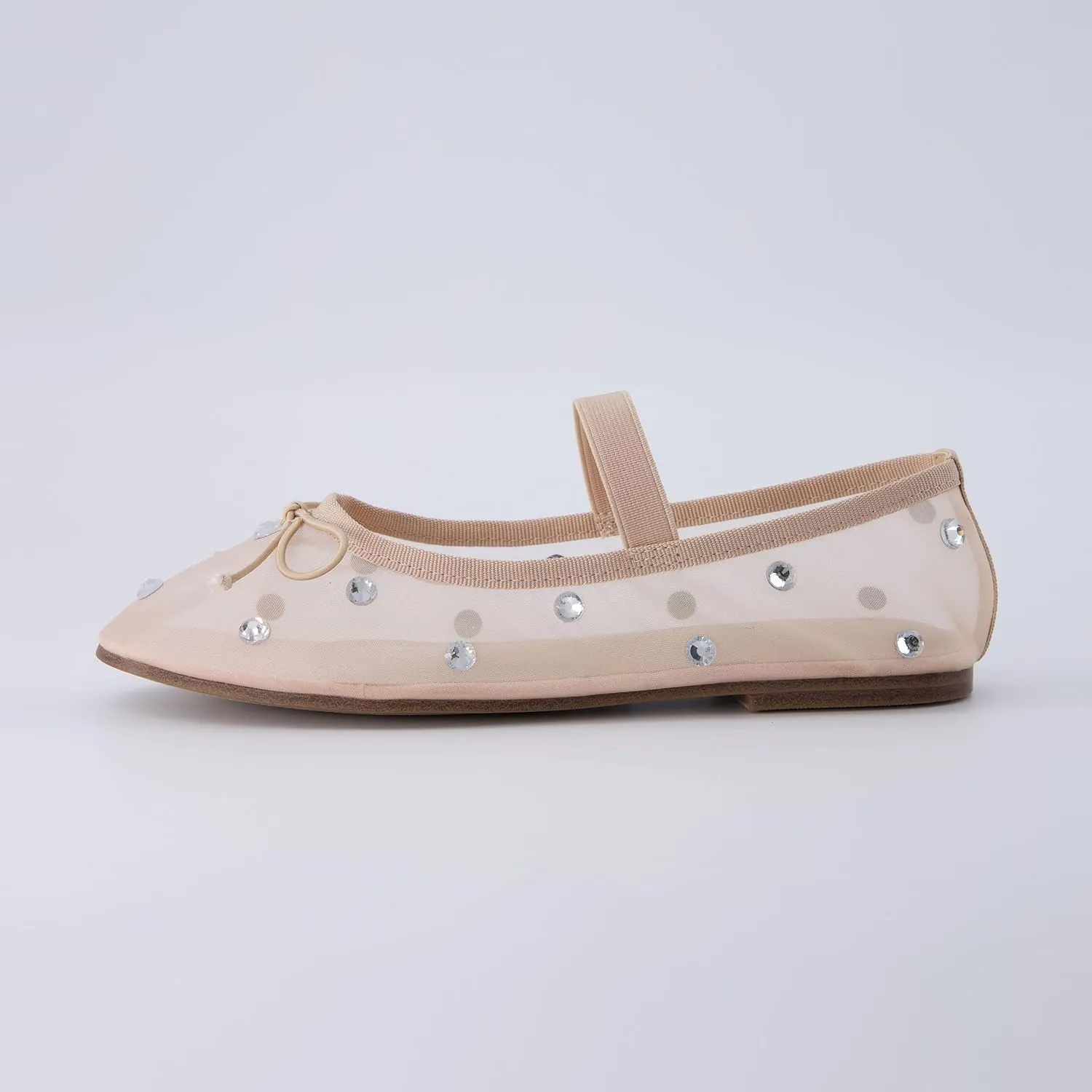 CUSHIONAIRE Women's Elegant Rhinestone mesh Bow Flat with  Memory Foam and Wide Widths Available