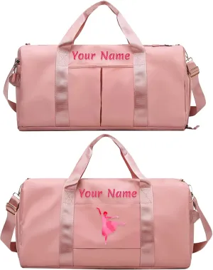 Custom embroidered sports bag, personalized gym bag, (with wet and dry pockets and shoe compartment) weekend travel duffel bag with shoulder strap, gift for travel and sports lovers