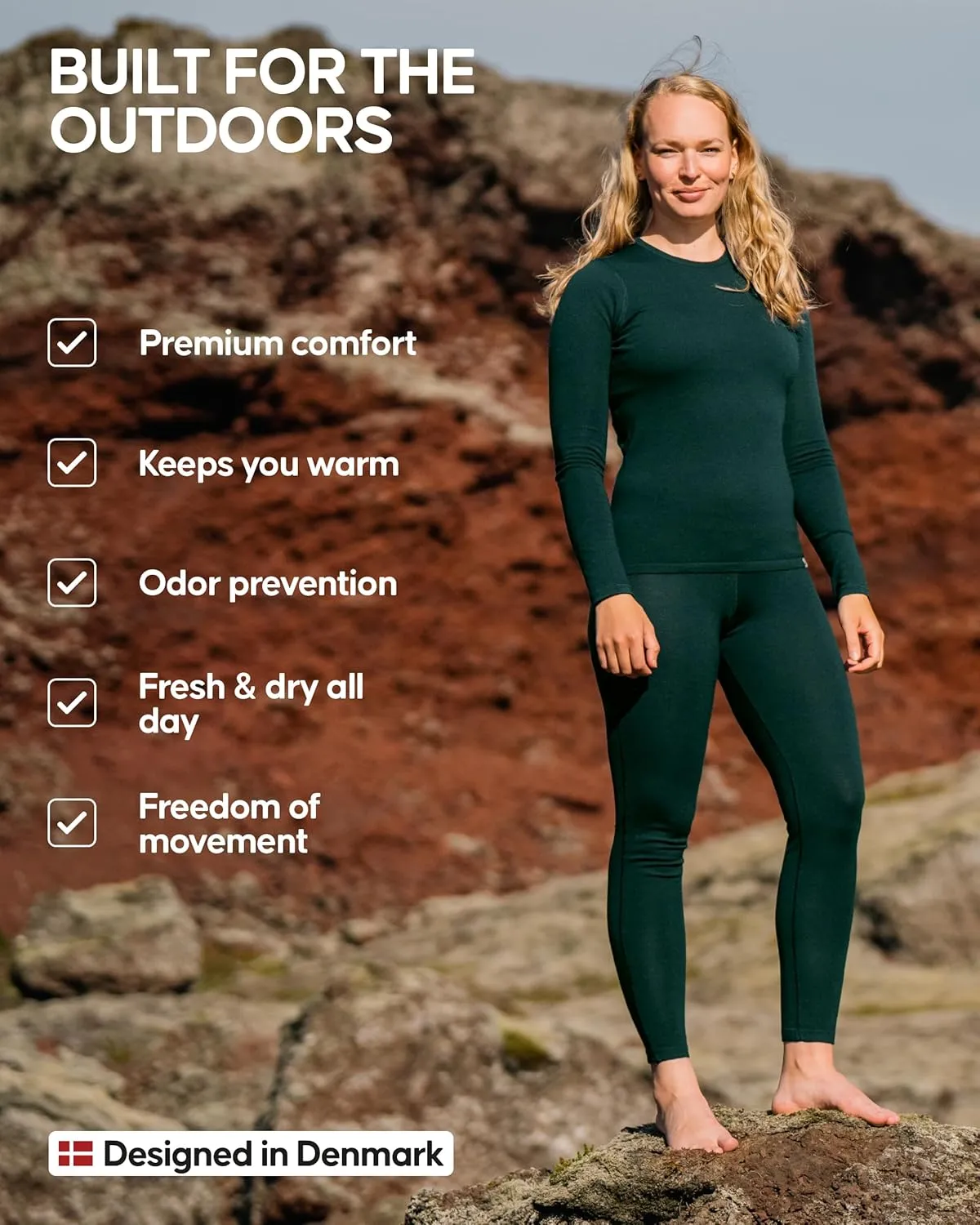 DANISH ENDURANCE Merino Wool Leggings Women, Women's Thermal Underwear Bottom, Base Layer Women’s Leggings for Winter