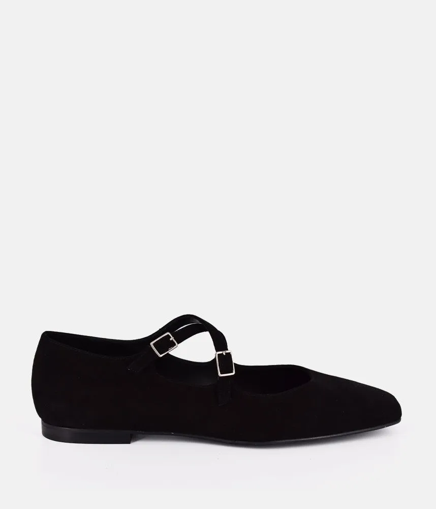 Dansi Versatile Black Suede Strappy Flats