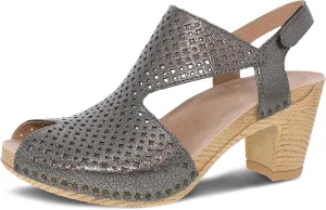 Dansko Teagan Stylish Peep Toe Sandal for Women - Quality Leathers with Laser Cut Details and a Heel for a Classy, All-Day Look - Cushioned, Contoured Footbed for All-Day Comfort