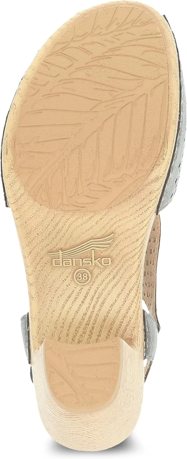 Dansko Teagan Stylish Peep Toe Sandal for Women - Quality Leathers with Laser Cut Details and a Heel for a Classy, All-Day Look - Cushioned, Contoured Footbed for All-Day Comfort
