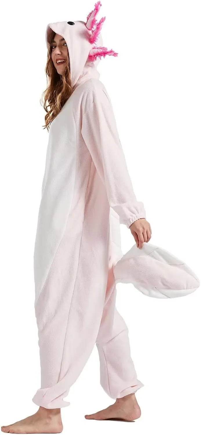 DarkCom Kids Animal Onesie,Women and Mens Cosplay Axolotl Onesie Halloween Costume Christmas Pajamas Sleepwear