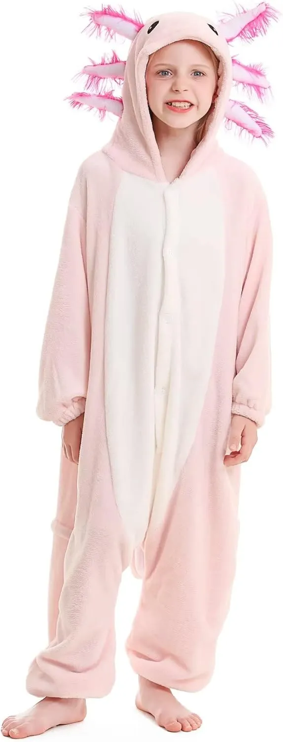 DarkCom Kids Animal Onesie,Women and Mens Cosplay Axolotl Onesie Halloween Costume Christmas Pajamas Sleepwear