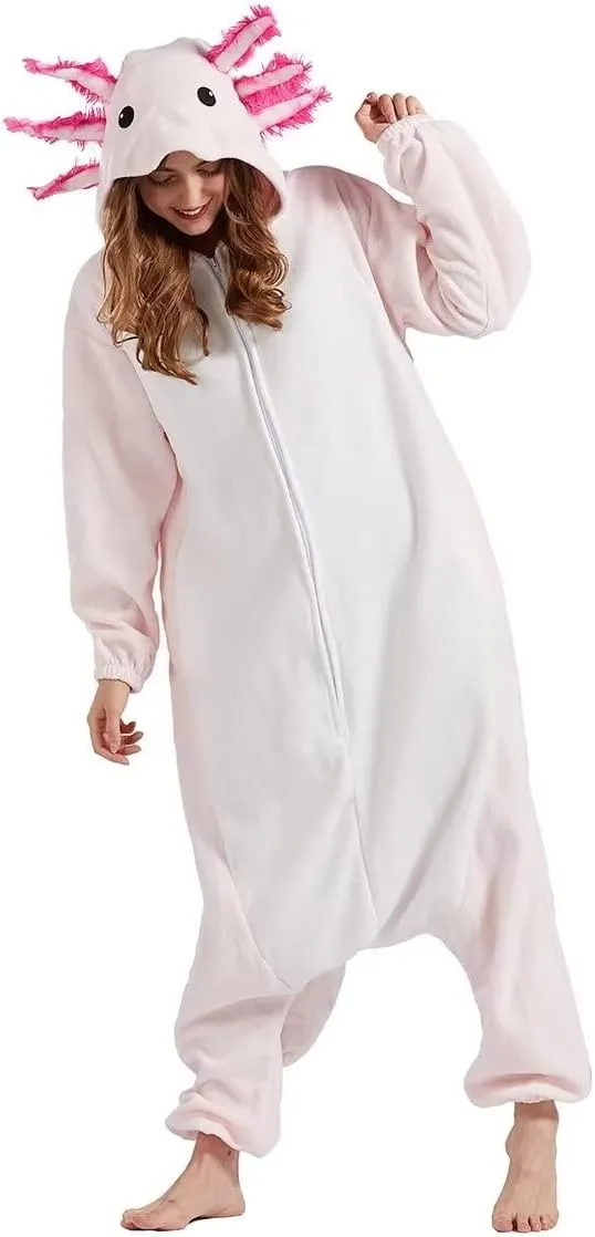 DarkCom Kids Animal Onesie,Women and Mens Cosplay Axolotl Onesie Halloween Costume Christmas Pajamas Sleepwear