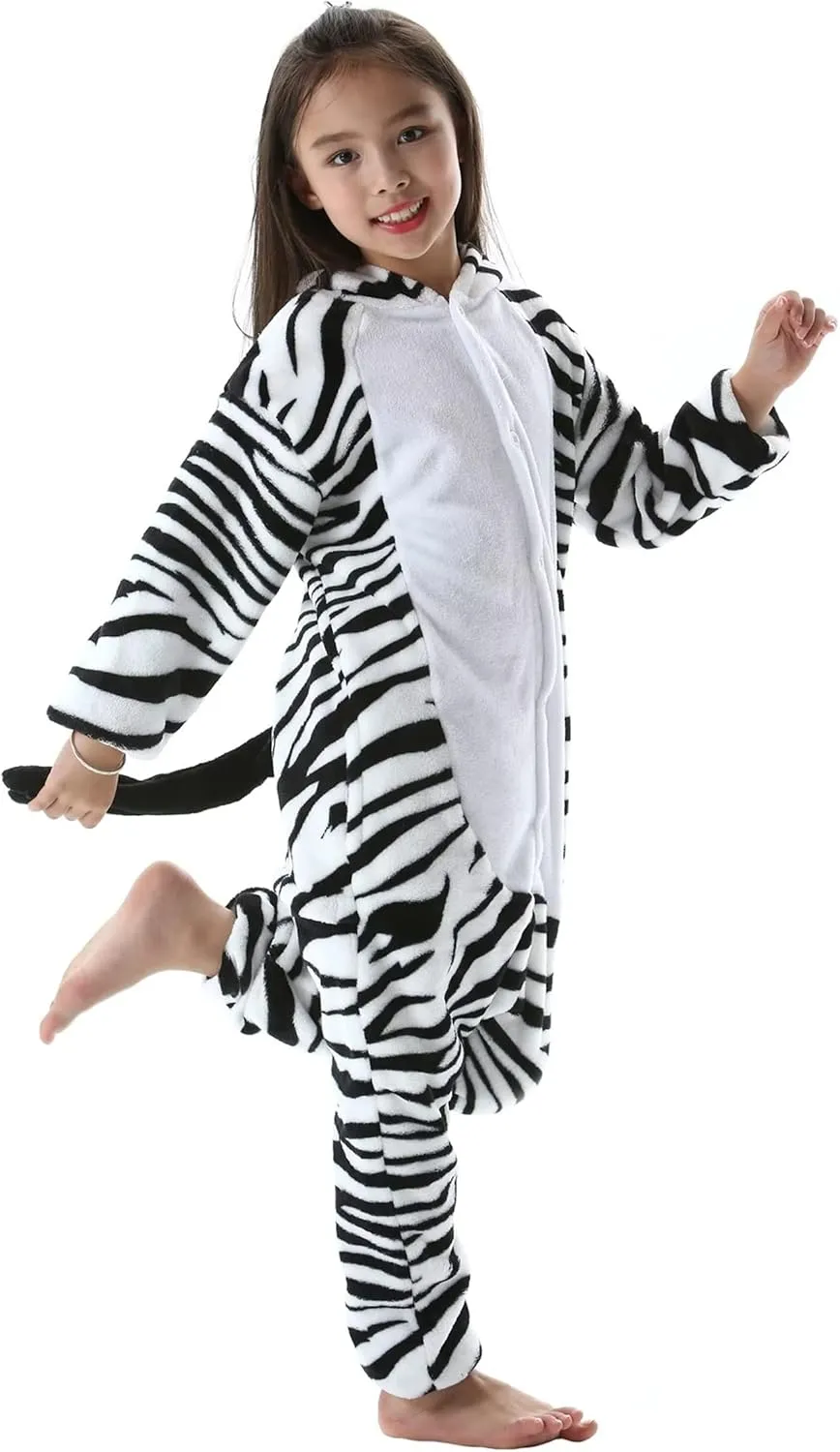 DarkCom Kids Animal Onesie,Women and Mens Cosplay Zebra Onesie Halloween Costume Christmas Pajamas Sleepwear