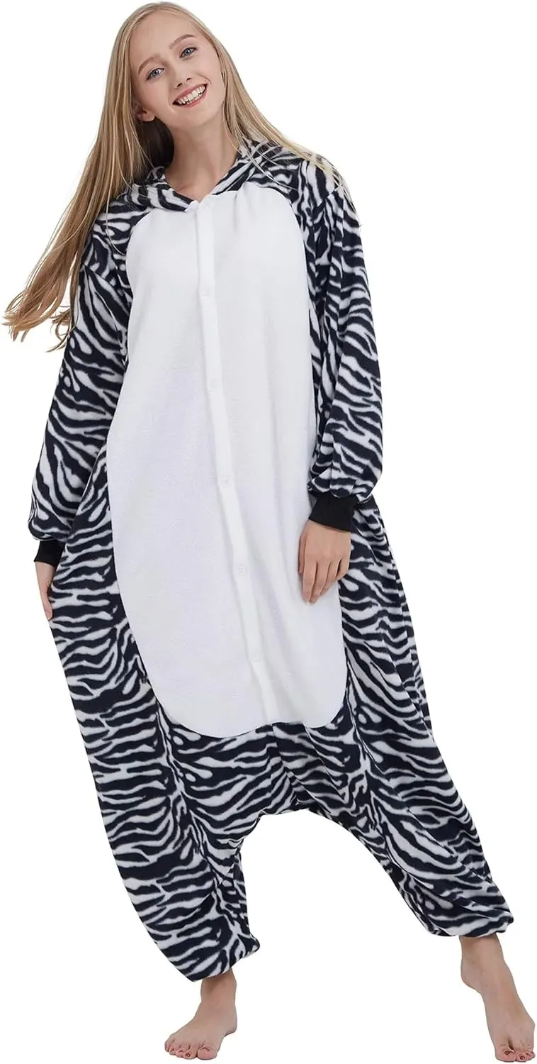 DarkCom Kids Animal Onesie,Women and Mens Cosplay Zebra Onesie Halloween Costume Christmas Pajamas Sleepwear